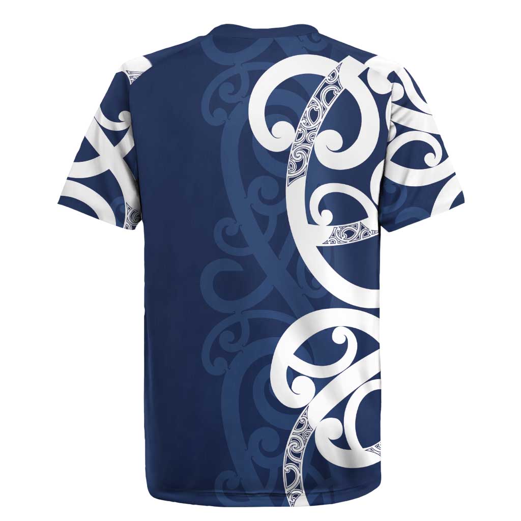 New Zealand Maori Mo Bros Rugby Jersey Blue Ribbon With Koru Kowhaiwhai - Aussie Hoodie