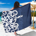 New Zealand Maori Mo Bros Sarong Blue Ribbon With Koru Kowhaiwhai - Aussie Hoodie