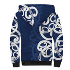 New Zealand Maori Mo Bros Sherpa Hoodie Blue Ribbon With Koru Kowhaiwhai - Aussie Hoodie