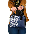 New Zealand Maori Mo Bros Shoulder Handbag Blue Ribbon With Koru Kowhaiwhai - Aussie Hoodie
