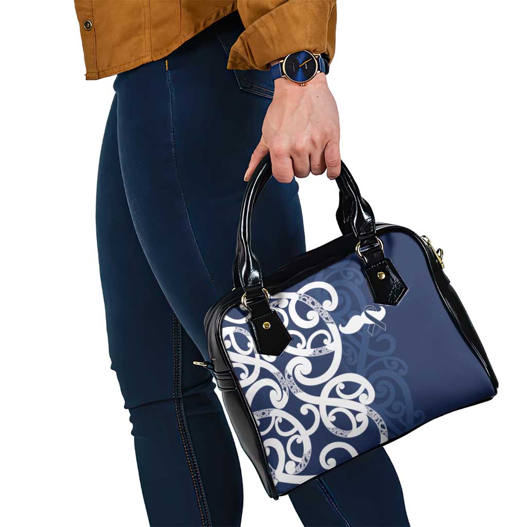 New Zealand Maori Mo Bros Shoulder Handbag Blue Ribbon With Koru Kowhaiwhai - Aussie Hoodie