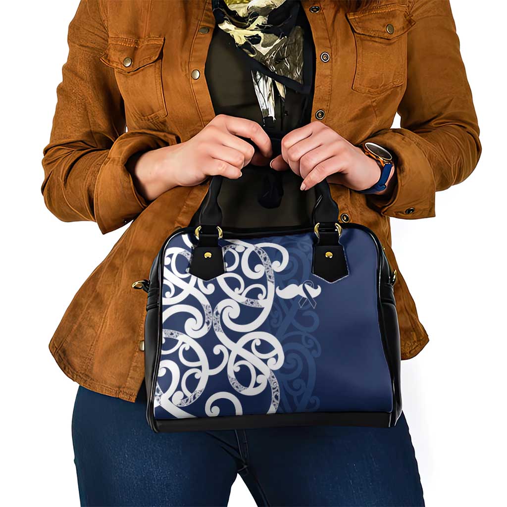 New Zealand Maori Mo Bros Shoulder Handbag Blue Ribbon With Koru Kowhaiwhai - Aussie Hoodie