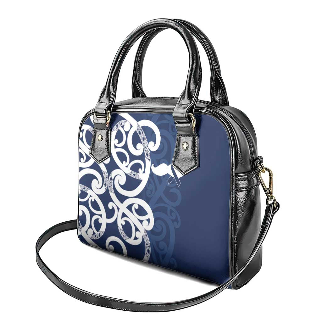 New Zealand Maori Mo Bros Shoulder Handbag Blue Ribbon With Koru Kowhaiwhai - Aussie Hoodie