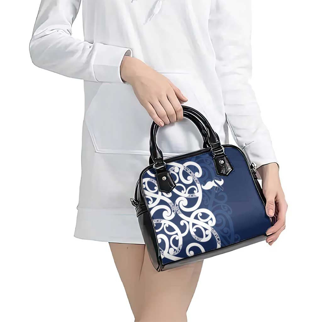 New Zealand Maori Mo Bros Shoulder Handbag Blue Ribbon With Koru Kowhaiwhai - Aussie Hoodie