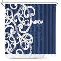 New Zealand Maori Mo Bros Shower Curtain Blue Ribbon With Koru Kowhaiwhai - Aussie Hoodie