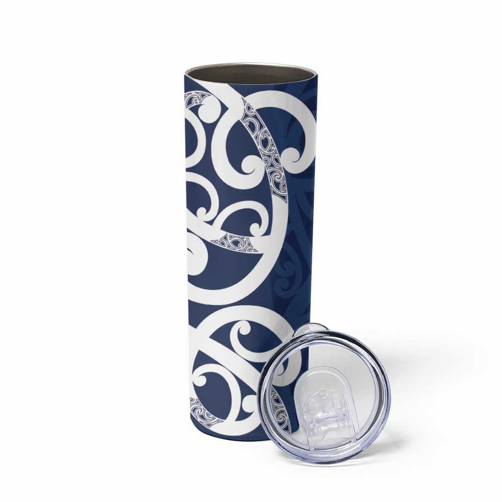 New Zealand Maori Mo Bros Skinny Tumbler Blue Ribbon With Koru Kowhaiwhai - Aussie Hoodie