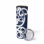 New Zealand Maori Mo Bros Skinny Tumbler Blue Ribbon With Koru Kowhaiwhai - Aussie Hoodie