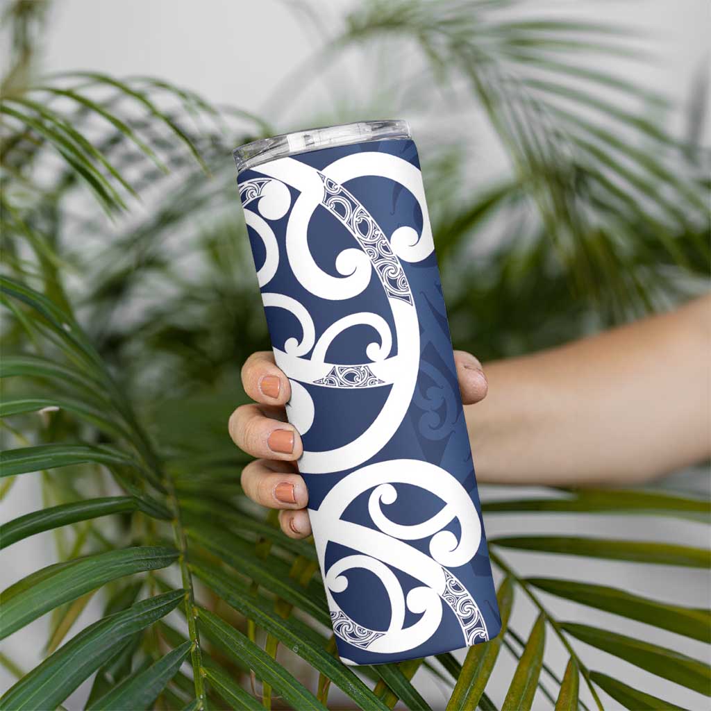New Zealand Maori Mo Bros Skinny Tumbler Blue Ribbon With Koru Kowhaiwhai - Aussie Hoodie