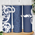 New Zealand Maori Mo Bros Skinny Tumbler Blue Ribbon With Koru Kowhaiwhai - Aussie Hoodie