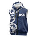 New Zealand Maori Mo Bros Sleeveless Zip Hoodie Blue Ribbon With Koru Kowhaiwhai LT7