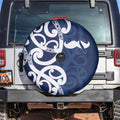 New Zealand Maori Mo Bros Spare Tire Cover Blue Ribbon With Koru Kowhaiwhai - Aussie Hoodie