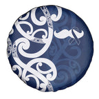 New Zealand Maori Mo Bros Spare Tire Cover Blue Ribbon With Koru Kowhaiwhai - Aussie Hoodie