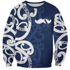 New Zealand Maori Mo Bros Sweatshirt Blue Ribbon With Koru Kowhaiwhai - Aussie Hoodie