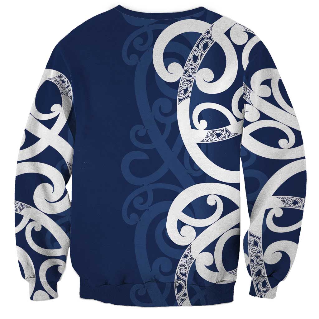 New Zealand Maori Mo Bros Sweatshirt Blue Ribbon With Koru Kowhaiwhai - Aussie Hoodie