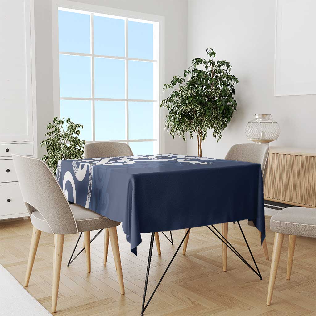 New Zealand Maori Mo Bros Tablecloth Blue Ribbon With Koru Kowhaiwhai - Aussie Hoodie