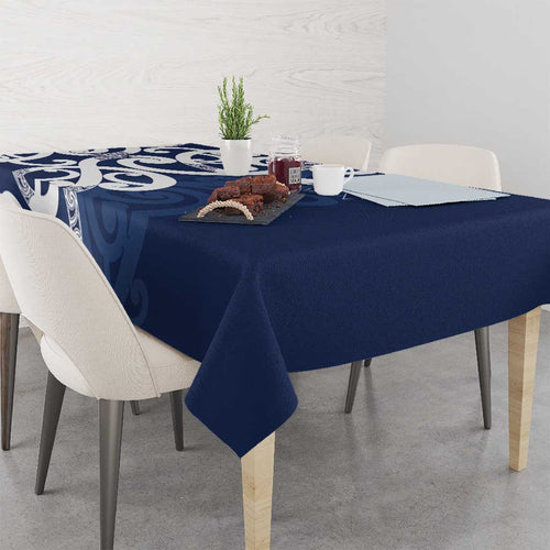 New Zealand Maori Mo Bros Tablecloth Blue Ribbon With Koru Kowhaiwhai - Aussie Hoodie