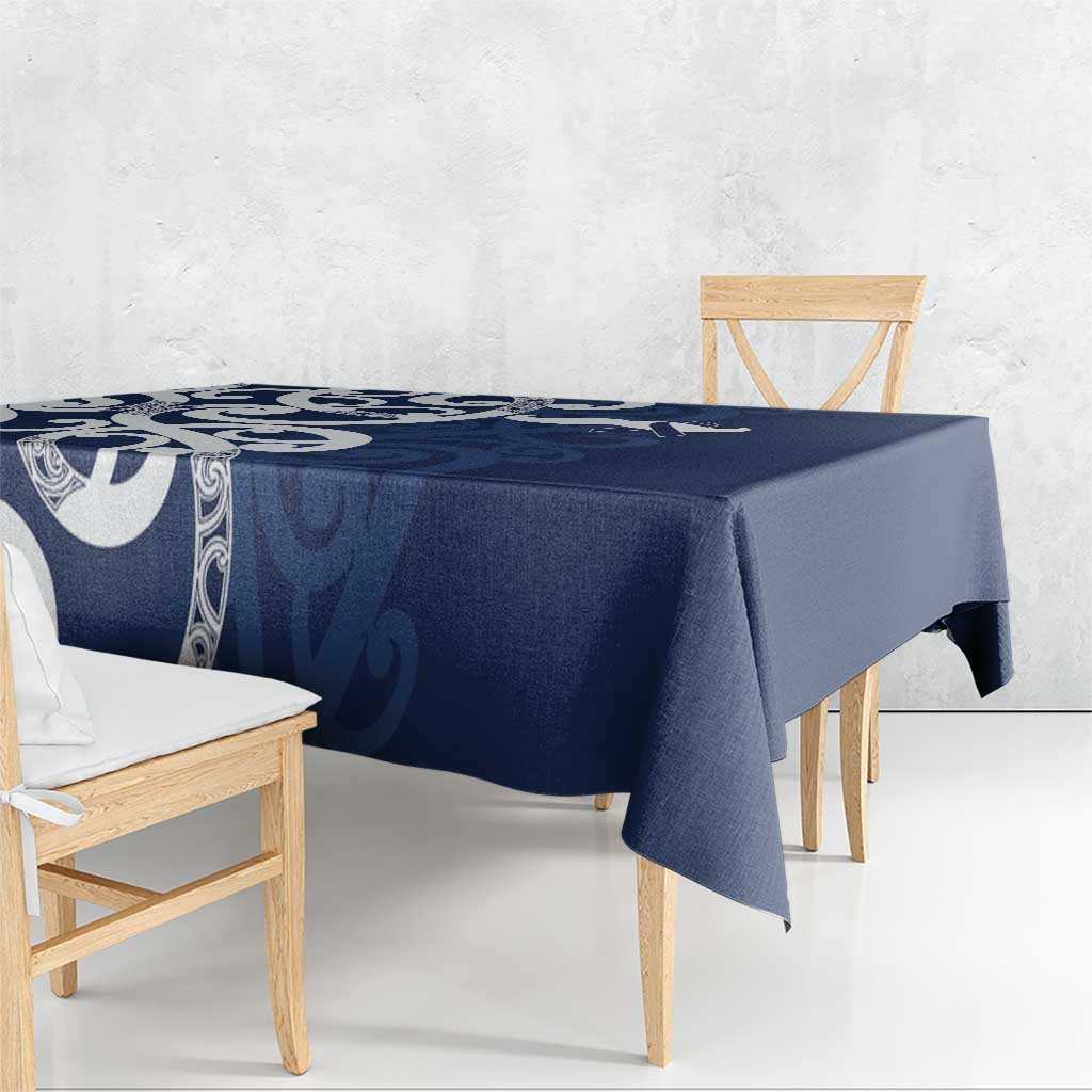 New Zealand Maori Mo Bros Tablecloth Blue Ribbon With Koru Kowhaiwhai - Aussie Hoodie