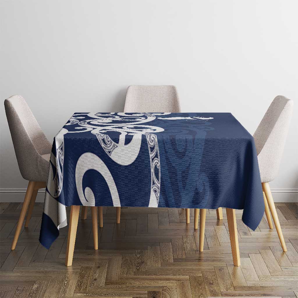 New Zealand Maori Mo Bros Tablecloth Blue Ribbon With Koru Kowhaiwhai - Aussie Hoodie