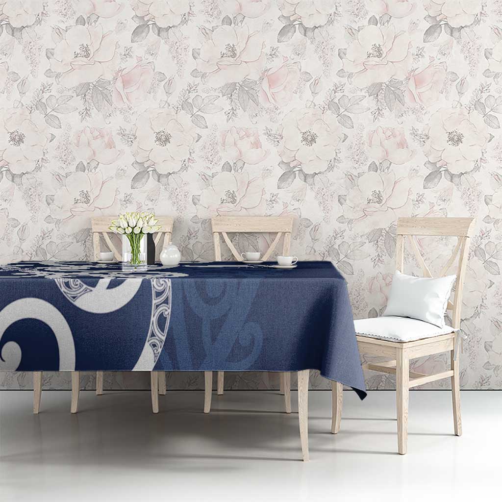 New Zealand Maori Mo Bros Tablecloth Blue Ribbon With Koru Kowhaiwhai - Aussie Hoodie