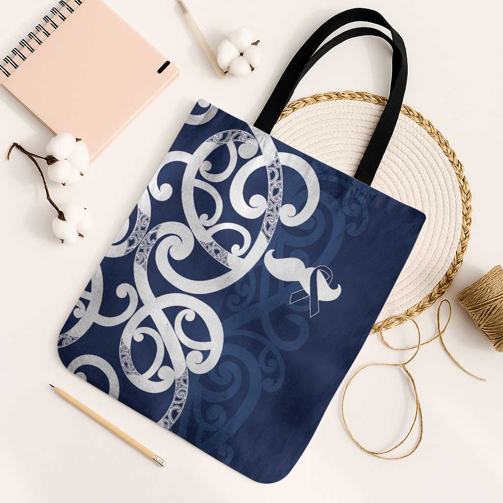 New Zealand Maori Mo Bros Tote Bag Blue Ribbon With Koru Kowhaiwhai - Aussie Hoodie