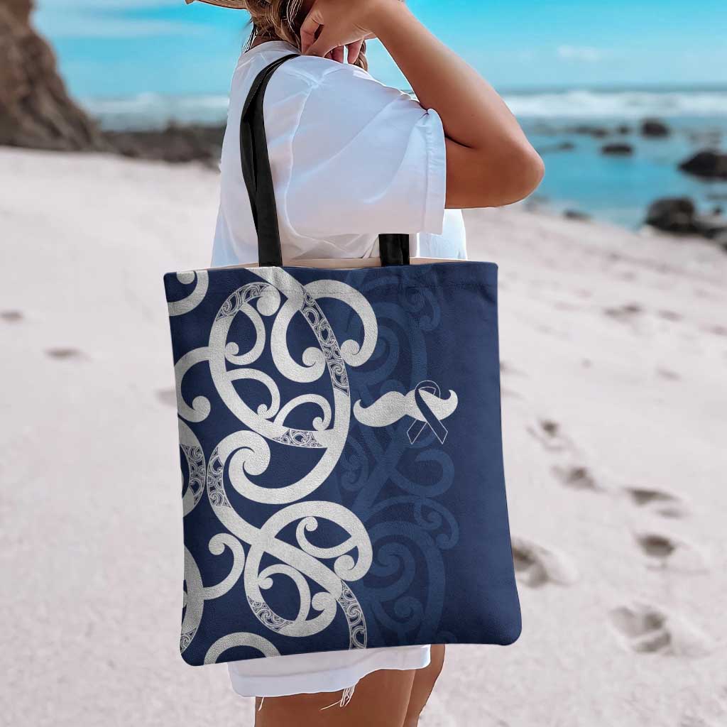 New Zealand Maori Mo Bros Tote Bag Blue Ribbon With Koru Kowhaiwhai - Aussie Hoodie