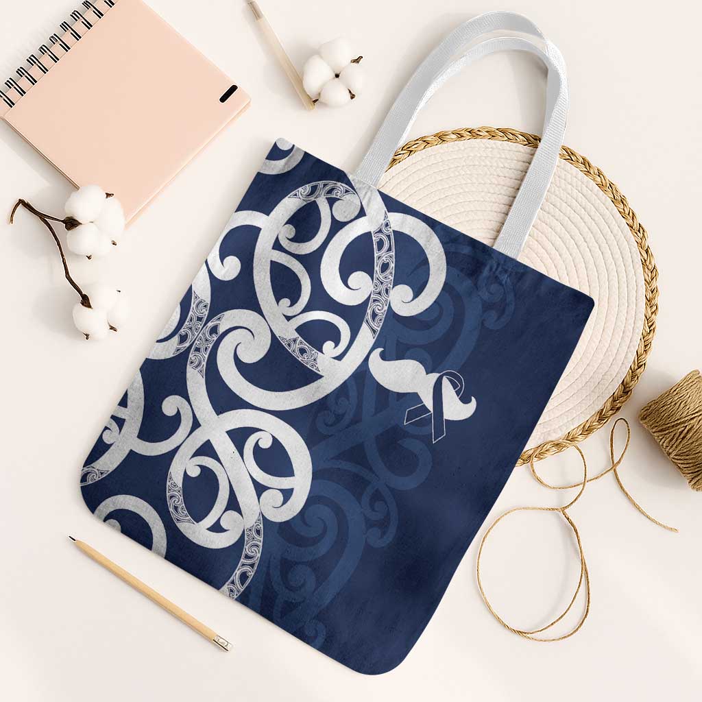 New Zealand Maori Mo Bros Tote Bag Blue Ribbon With Koru Kowhaiwhai - Aussie Hoodie