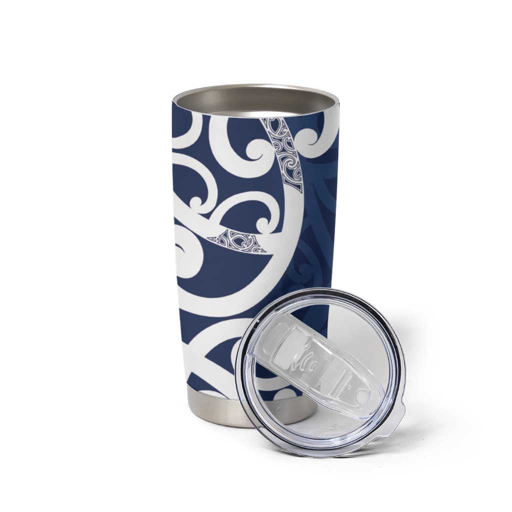 New Zealand Maori Mo Bros Tumbler Cup Blue Ribbon With Koru Kowhaiwhai - Aussie Hoodie