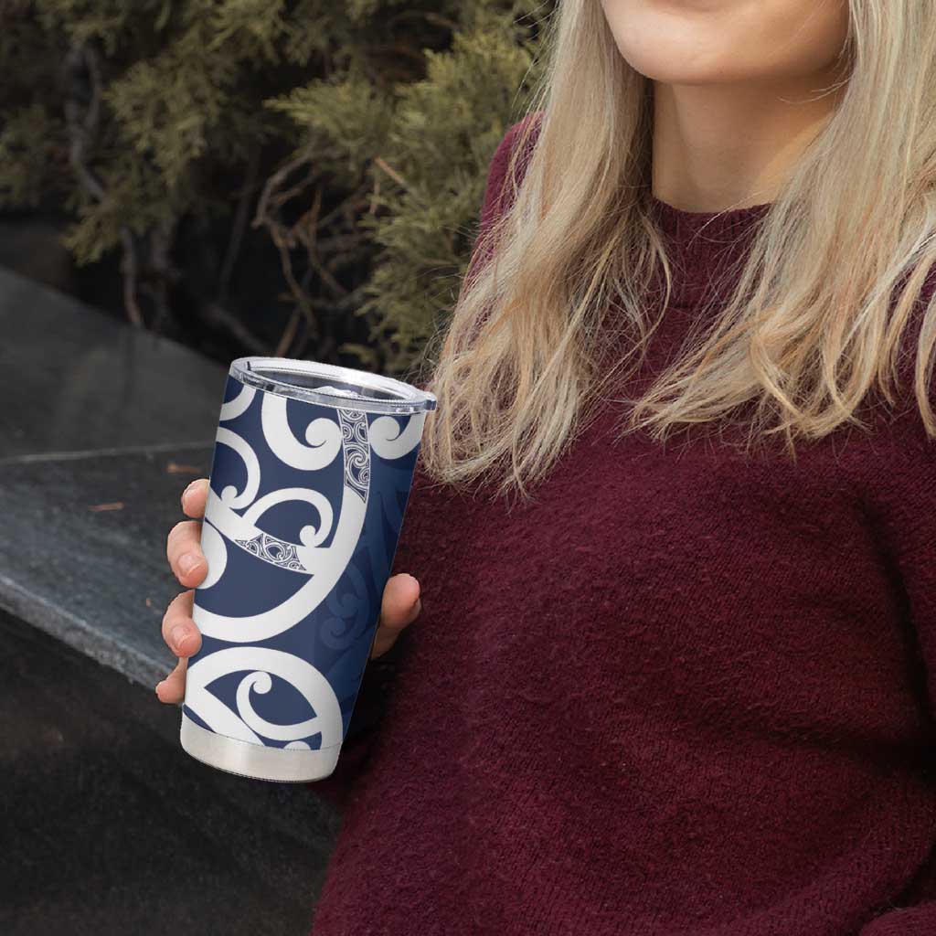 New Zealand Maori Mo Bros Tumbler Cup Blue Ribbon With Koru Kowhaiwhai - Aussie Hoodie