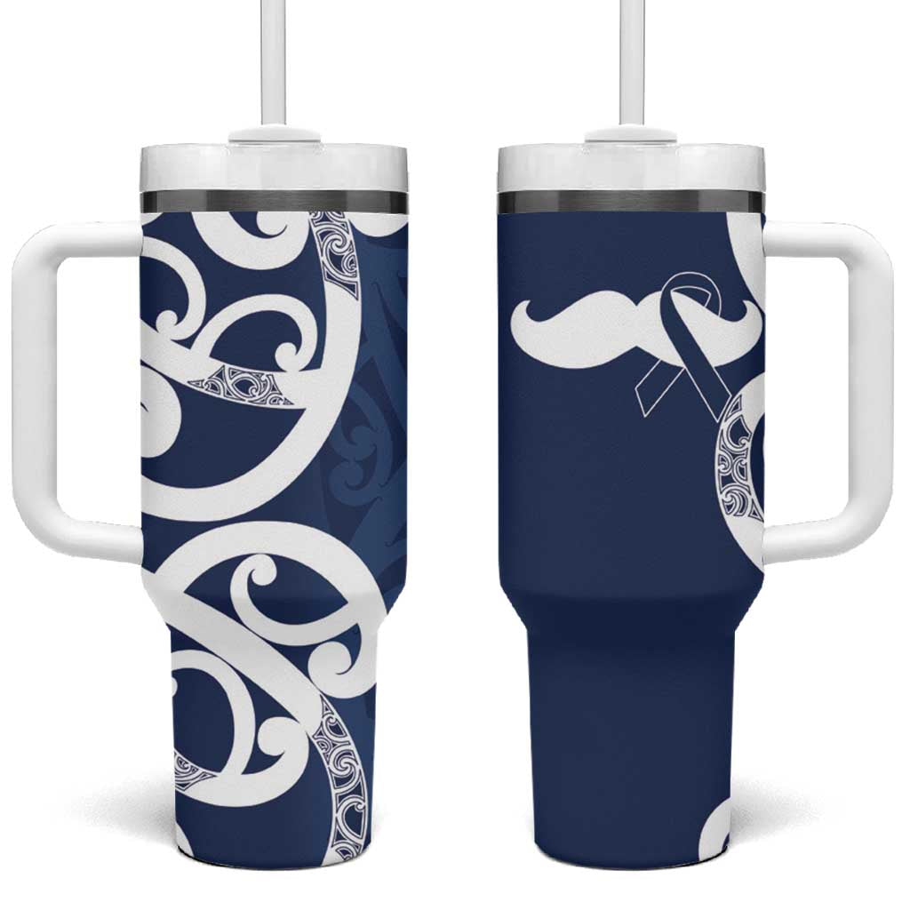New Zealand Maori Mo Bros Tumbler With Handle Blue Ribbon With Koru Kowhaiwhai - Aussie Hoodie