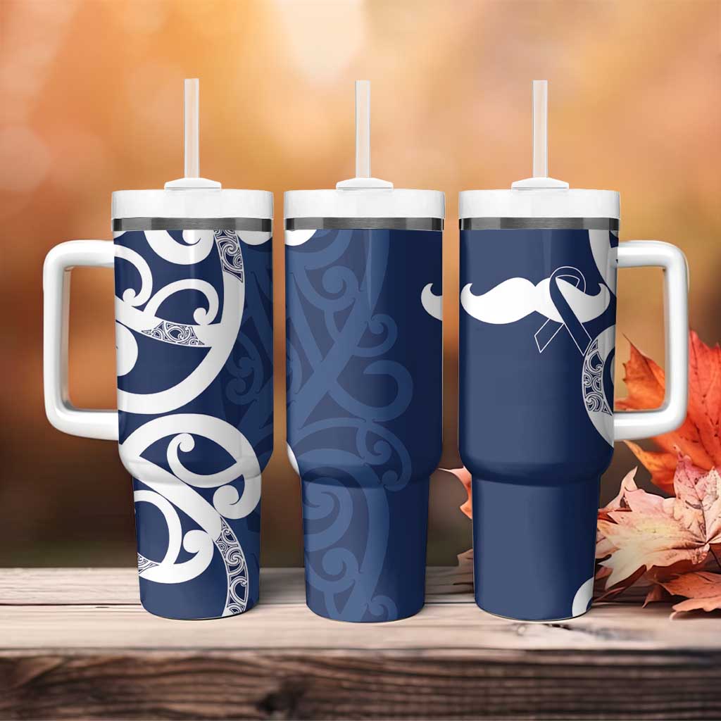 New Zealand Maori Mo Bros Tumbler With Handle Blue Ribbon With Koru Kowhaiwhai - Aussie Hoodie