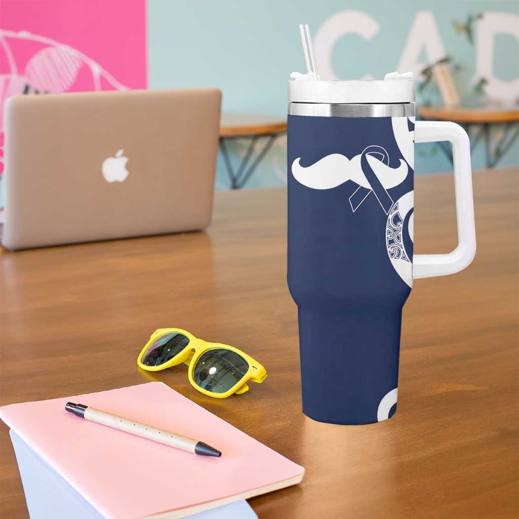 New Zealand Maori Mo Bros Tumbler With Handle Blue Ribbon With Koru Kowhaiwhai - Aussie Hoodie