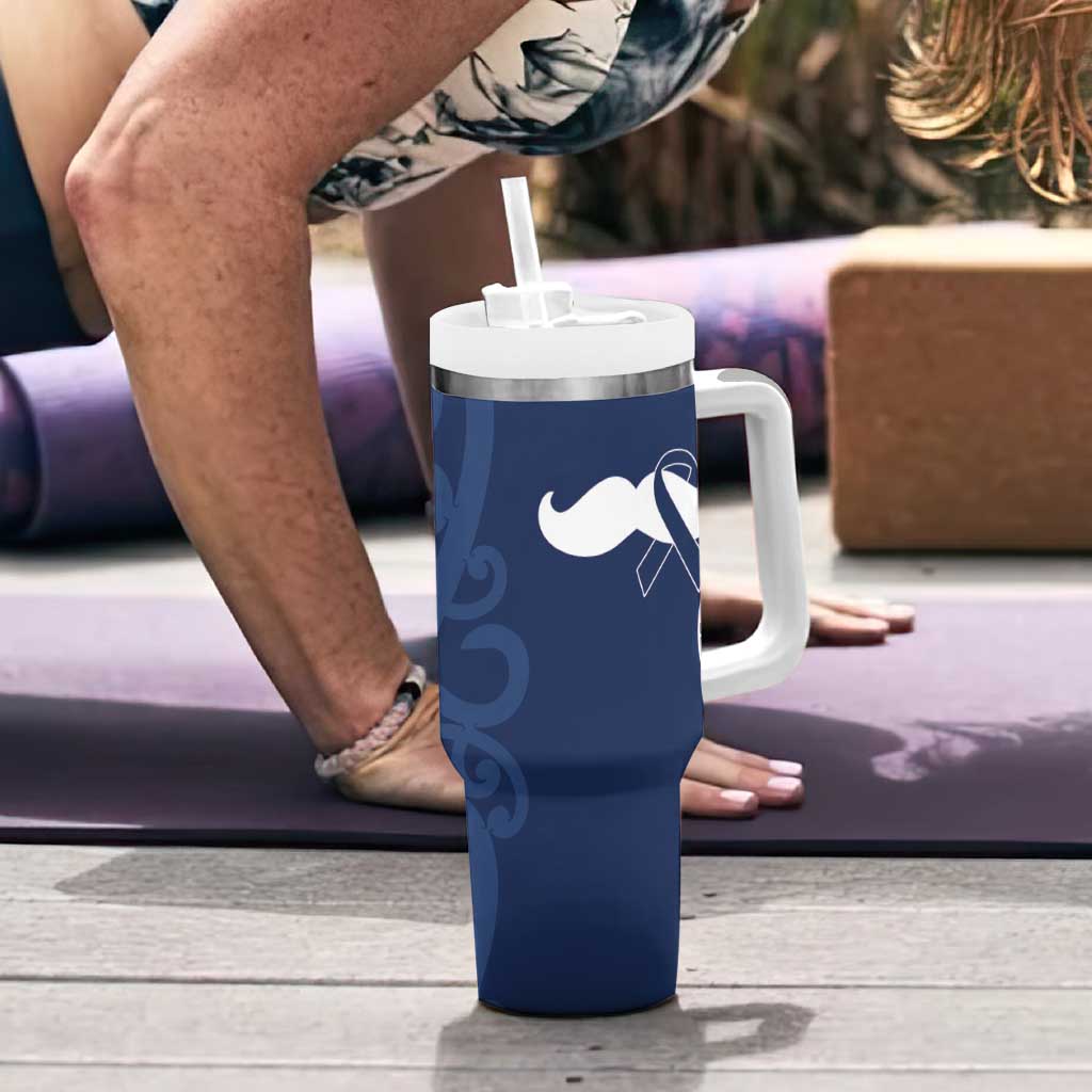 New Zealand Maori Mo Bros Tumbler With Handle Blue Ribbon With Koru Kowhaiwhai - Aussie Hoodie