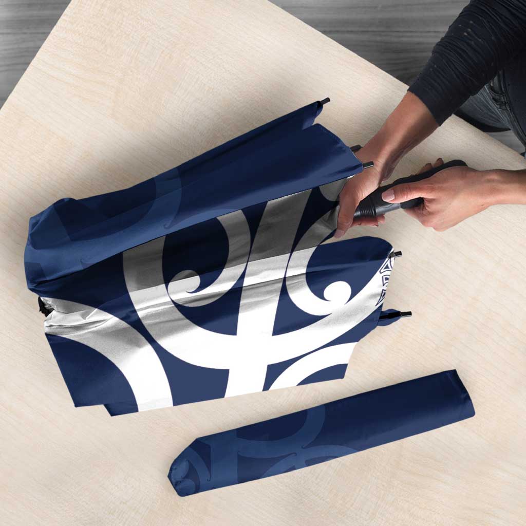 New Zealand Maori Mo Bros Umbrella Blue Ribbon With Koru Kowhaiwhai - Aussie Hoodie