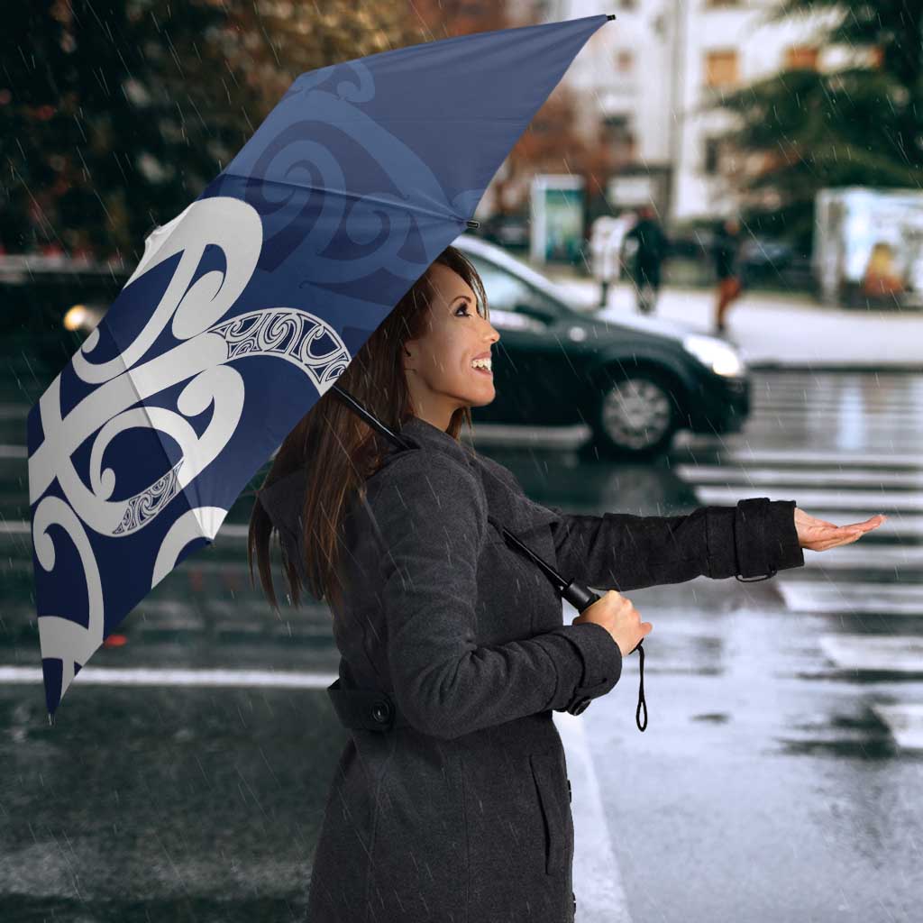 New Zealand Maori Mo Bros Umbrella Blue Ribbon With Koru Kowhaiwhai - Aussie Hoodie