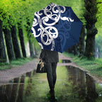 New Zealand Maori Mo Bros Umbrella Blue Ribbon With Koru Kowhaiwhai - Aussie Hoodie