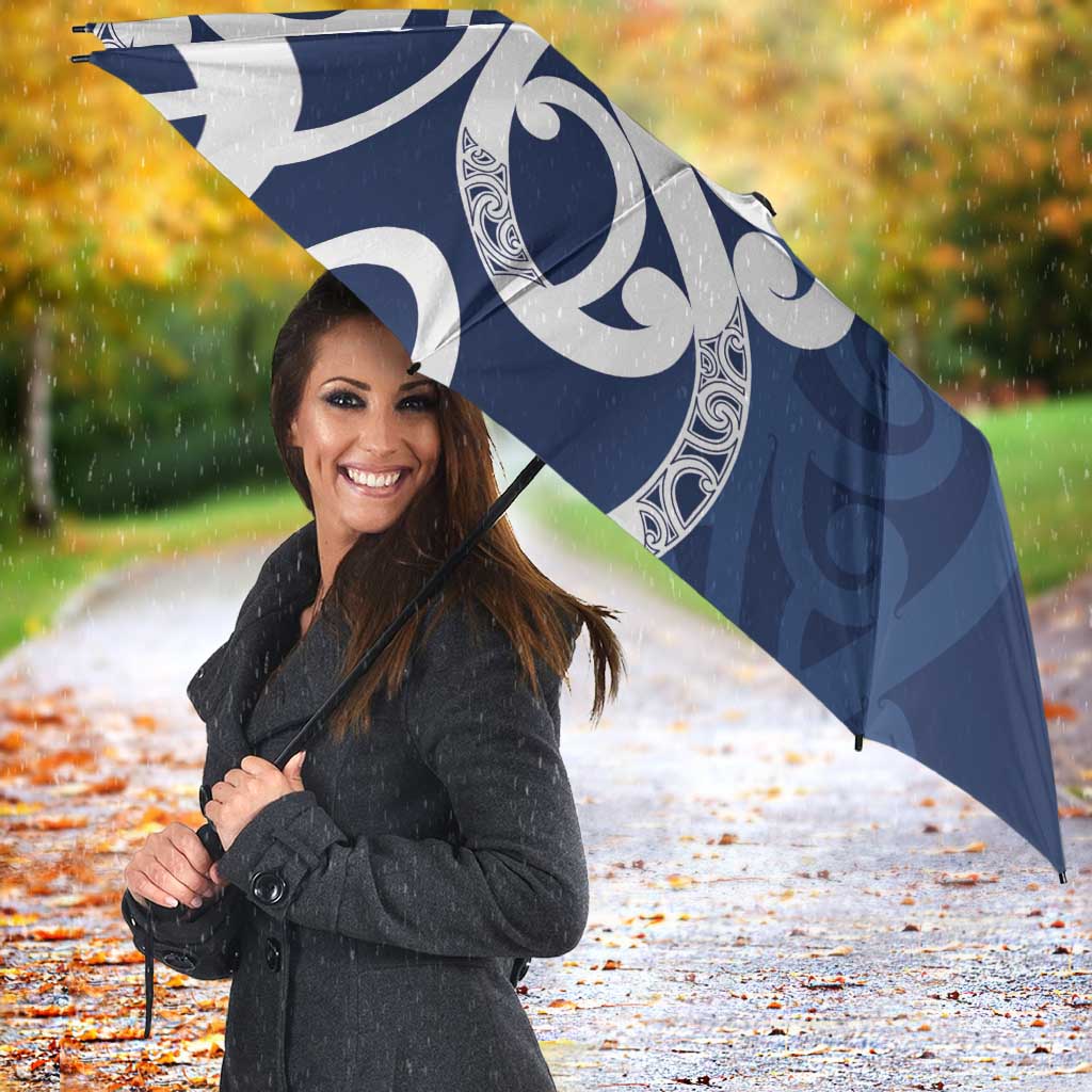 New Zealand Maori Mo Bros Umbrella Blue Ribbon With Koru Kowhaiwhai - Aussie Hoodie