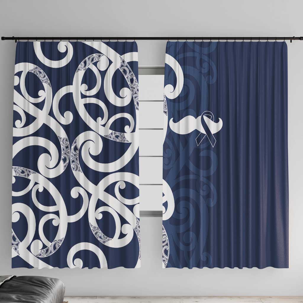New Zealand Maori Mo Bros Window Curtain Blue Ribbon With Koru Kowhaiwhai - Aussie Hoodie