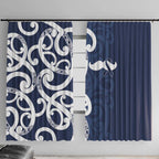 New Zealand Maori Mo Bros Window Curtain Blue Ribbon With Koru Kowhaiwhai - Aussie Hoodie