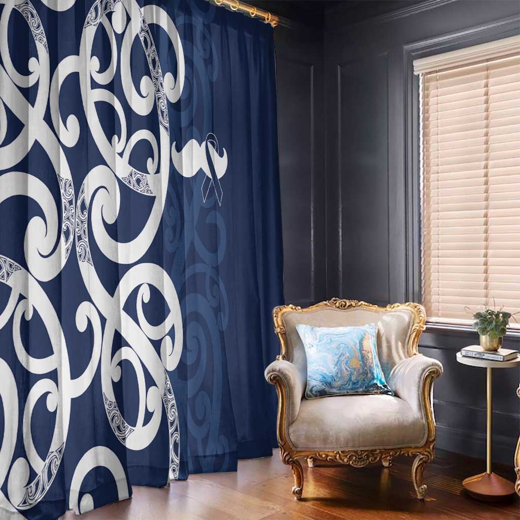 New Zealand Maori Mo Bros Window Curtain Blue Ribbon With Koru Kowhaiwhai - Aussie Hoodie