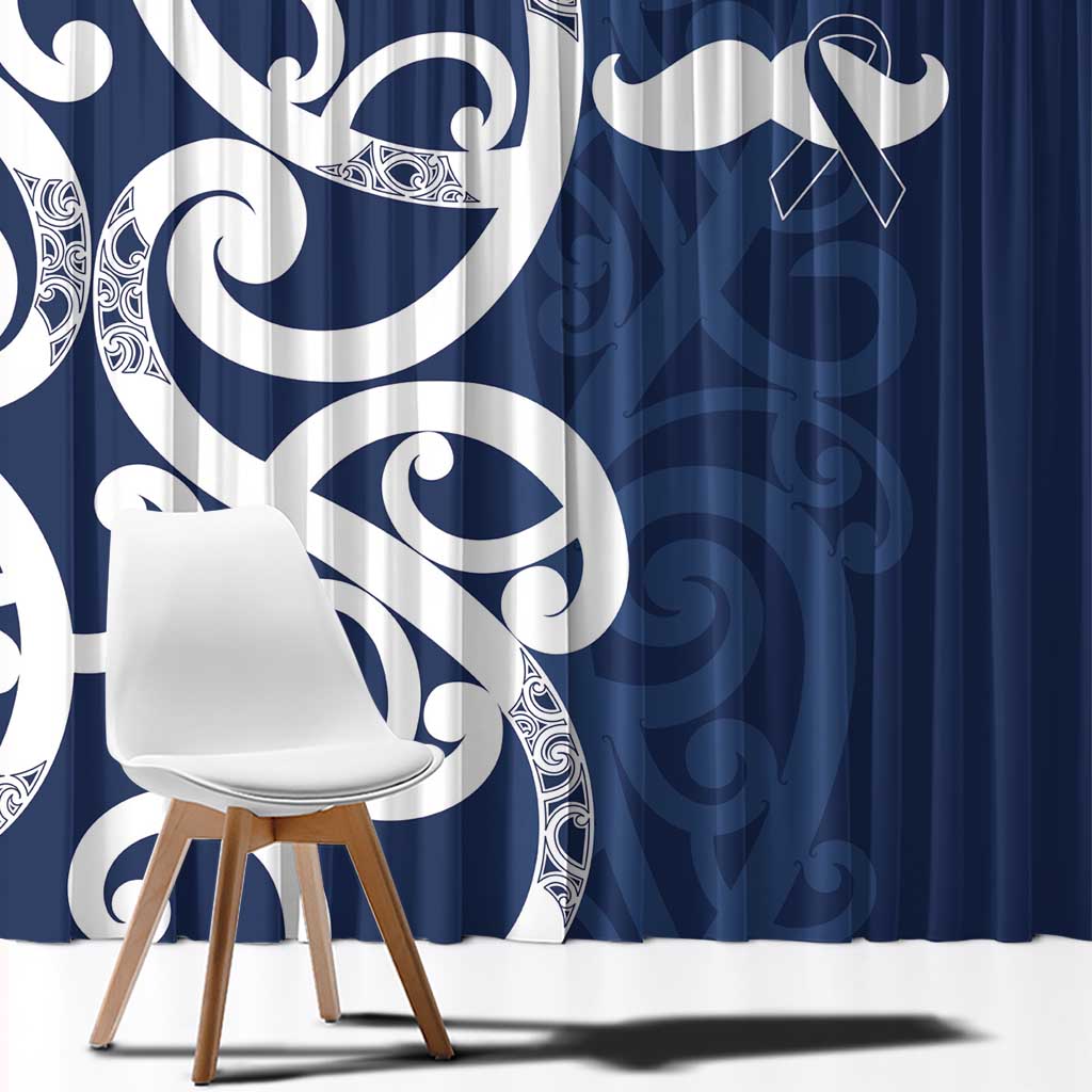 New Zealand Maori Mo Bros Window Curtain Blue Ribbon With Koru Kowhaiwhai - Aussie Hoodie