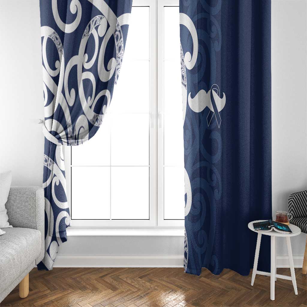 New Zealand Maori Mo Bros Window Curtain Blue Ribbon With Koru Kowhaiwhai - Aussie Hoodie