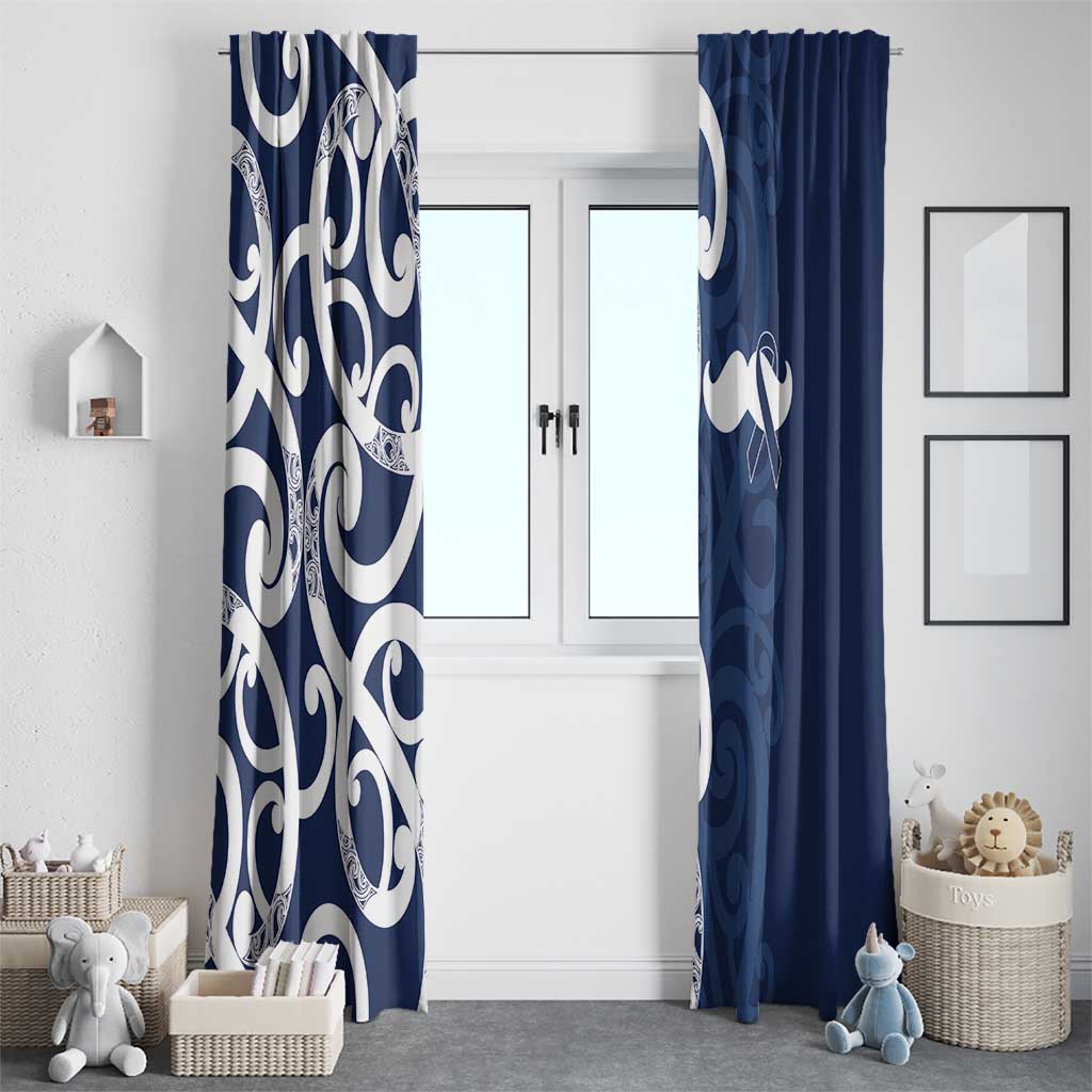 New Zealand Maori Mo Bros Window Curtain Blue Ribbon With Koru Kowhaiwhai - Aussie Hoodie