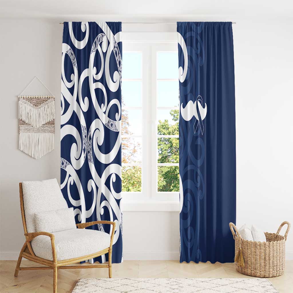 New Zealand Maori Mo Bros Window Curtain Blue Ribbon With Koru Kowhaiwhai - Aussie Hoodie