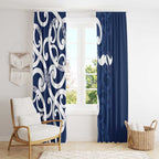 New Zealand Maori Mo Bros Window Curtain Blue Ribbon With Koru Kowhaiwhai - Aussie Hoodie