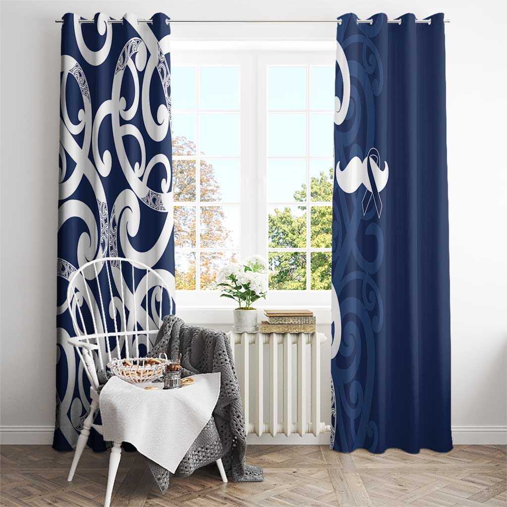 New Zealand Maori Mo Bros Window Curtain Blue Ribbon With Koru Kowhaiwhai - Aussie Hoodie