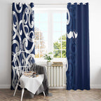 New Zealand Maori Mo Bros Window Curtain Blue Ribbon With Koru Kowhaiwhai - Aussie Hoodie
