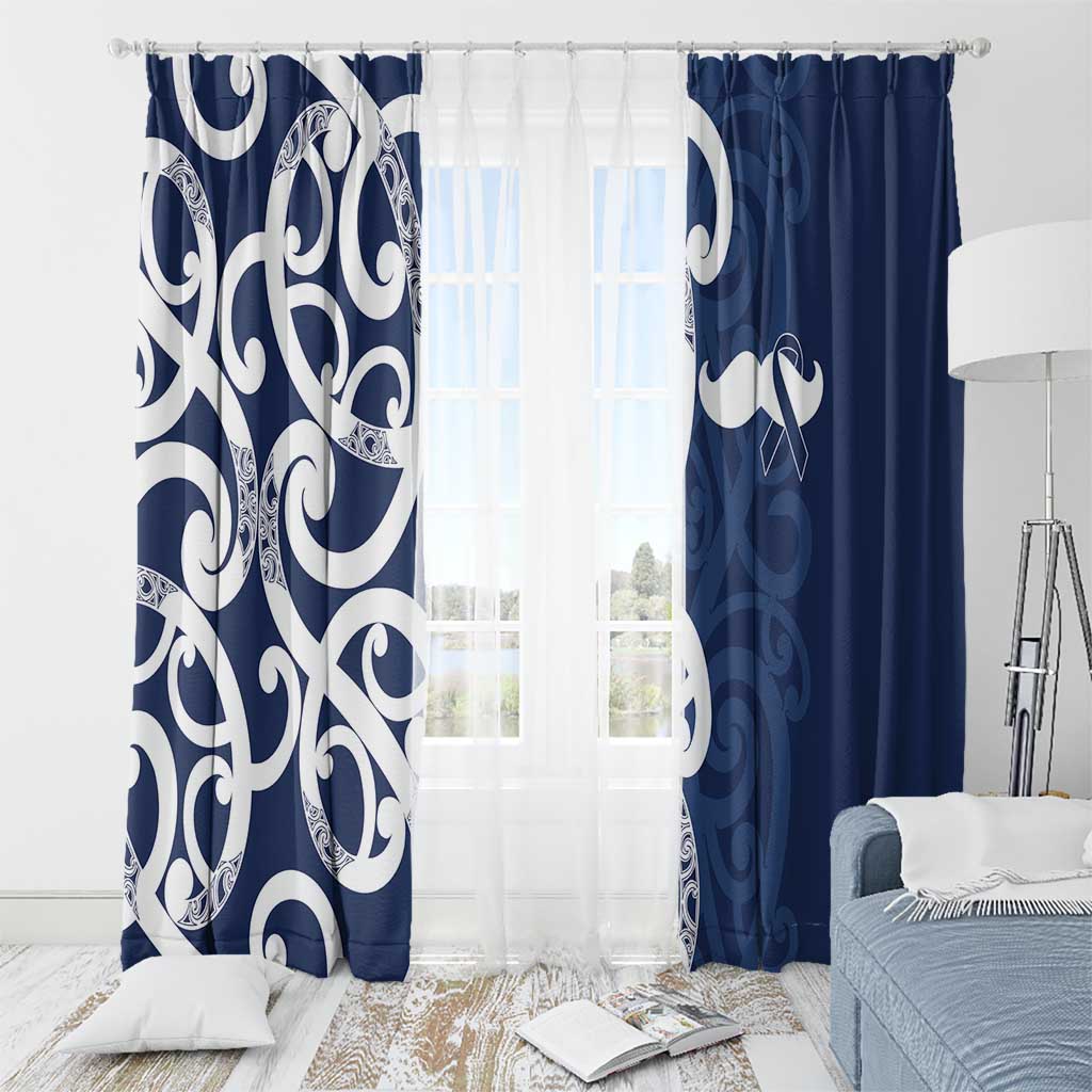 New Zealand Maori Mo Bros Window Curtain Blue Ribbon With Koru Kowhaiwhai - Aussie Hoodie