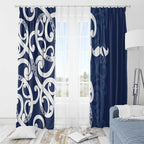 New Zealand Maori Mo Bros Window Curtain Blue Ribbon With Koru Kowhaiwhai - Aussie Hoodie