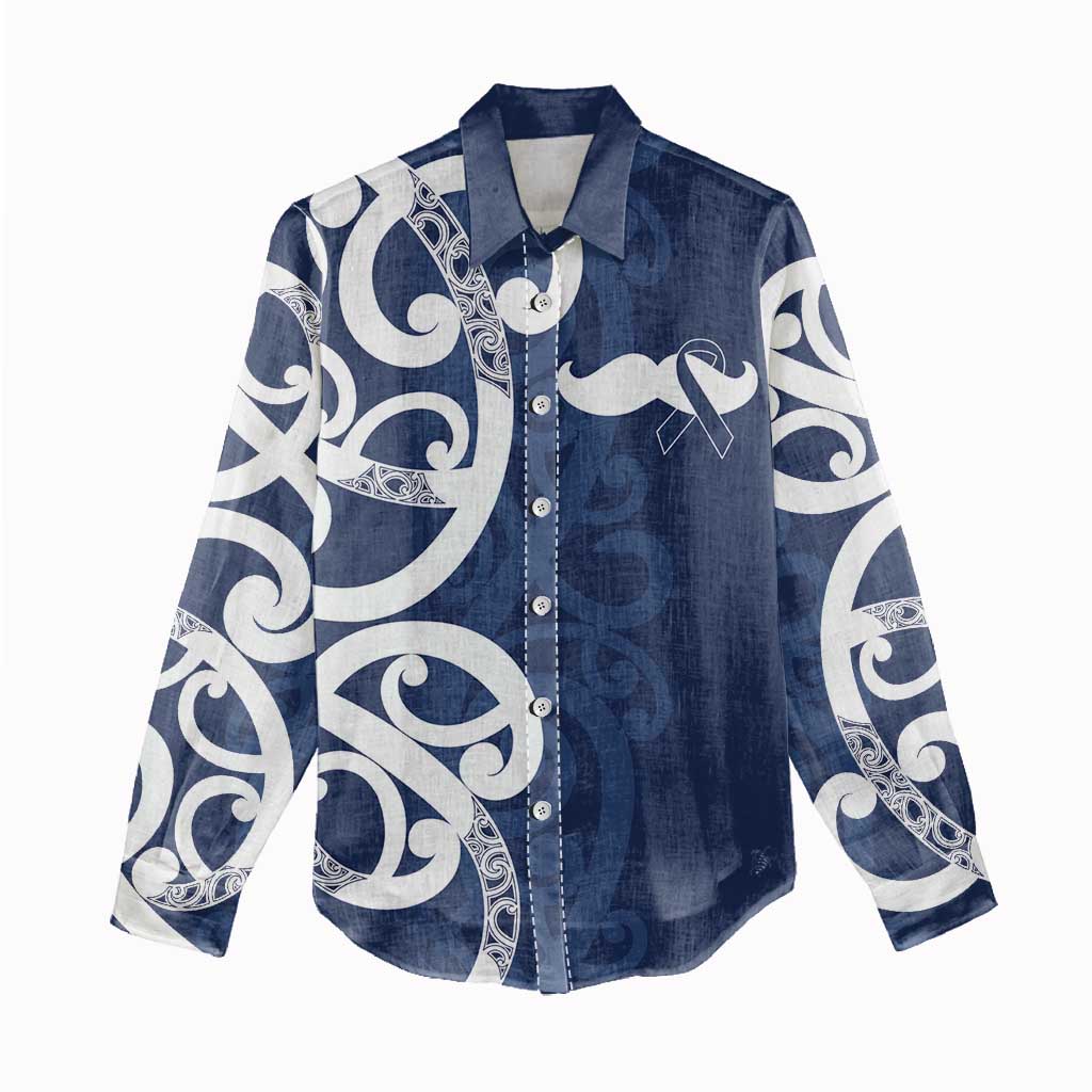 New Zealand Maori Mo Bros Women Casual Shirt Blue Ribbon With Koru Kowhaiwhai - Aussie Hoodie
