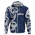 New Zealand Maori Mo Bros Zip Hoodie Blue Ribbon With Koru Kowhaiwhai - Aussie Hoodie